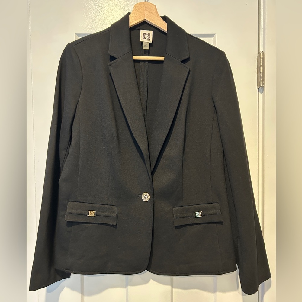 Anne Klein Black Blazer with Silver Button Accents